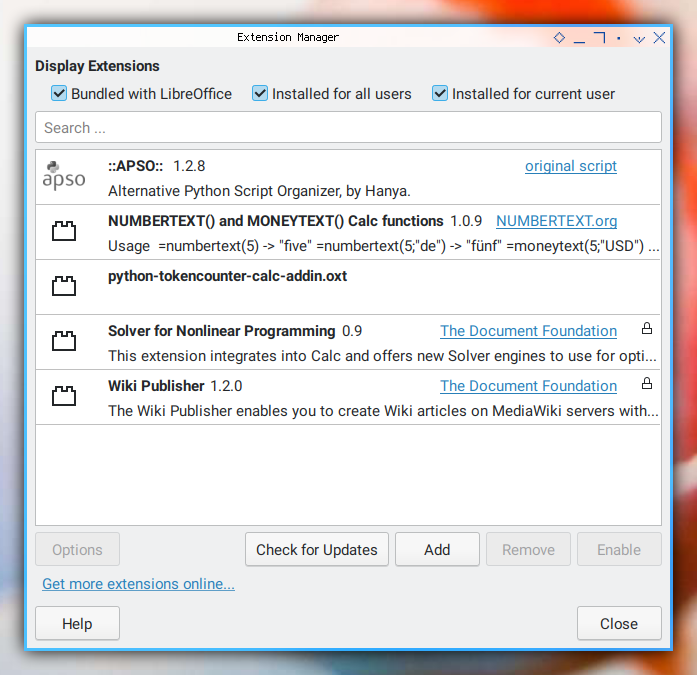 LibreOffice: Extension