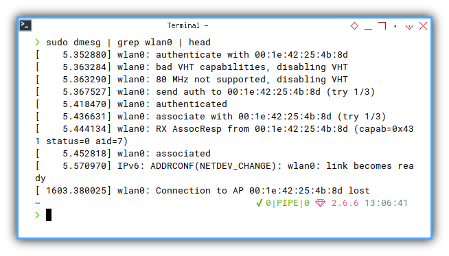 Diagnostic: dmesg: wlan0