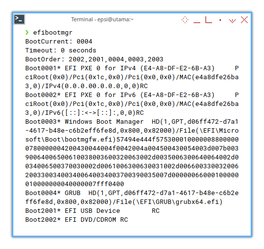 Arch Install: efibootmgr