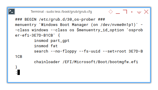 Arch Install: GRUB menu entry: Windows