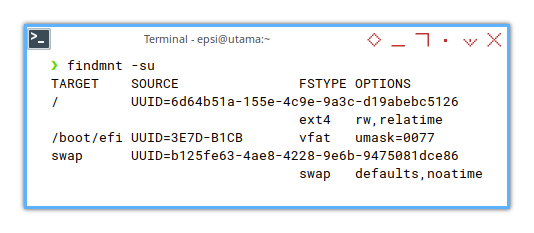 Arch Install: findmnt -su