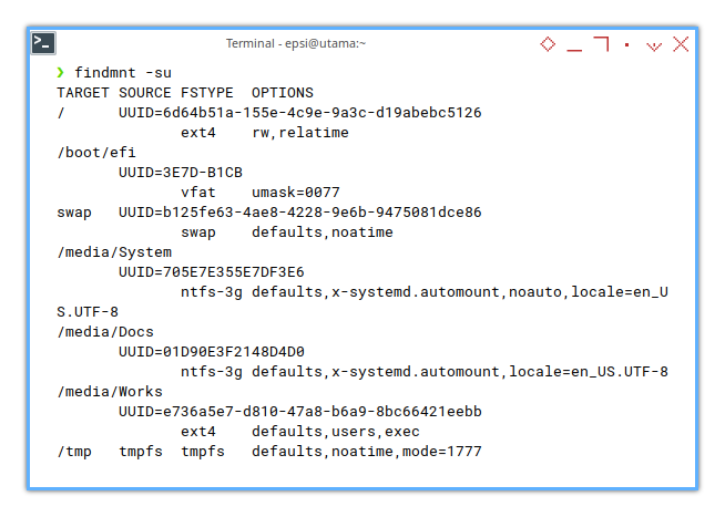 Arch Post Install: findmnt -su