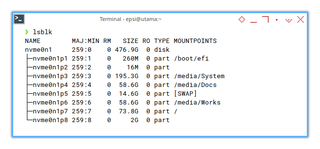 Arch Post Install: lsblk