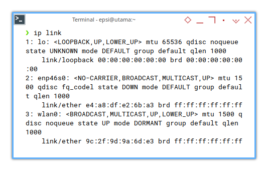 Interface: ip link