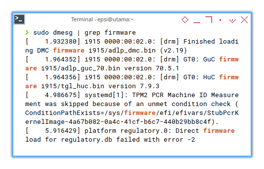 Diagnostic: dmesg: firmware