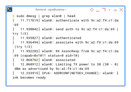 Diagnostic: dmesg: wlan0