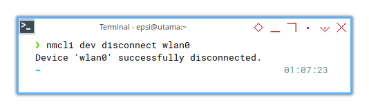 Network Manager CLI: nmcli dev disconnect wlan0