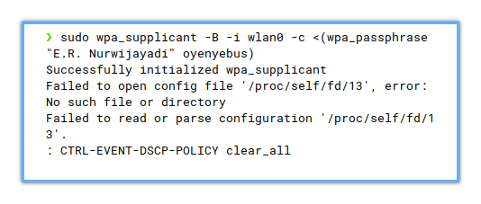 WPA: wpa_supplicant: sudo pipe fail