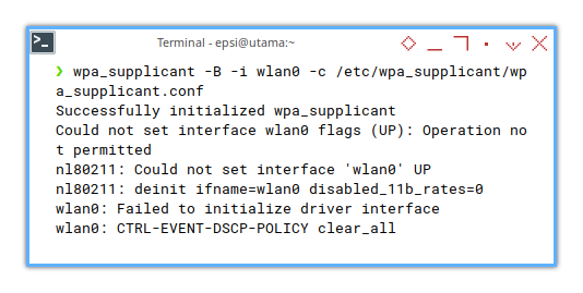 WPA: wpa_supplicant: using config without root