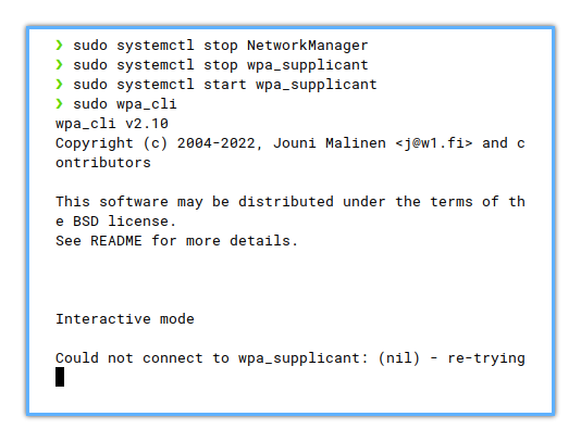 WPA CLI: Not Running