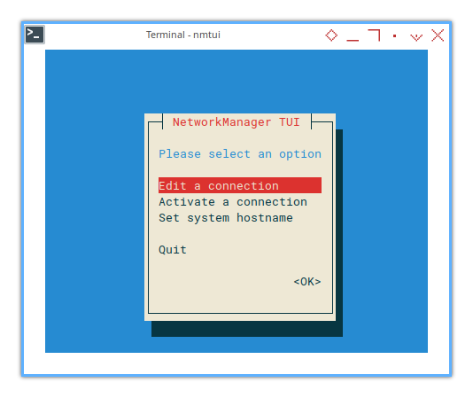 Network Manager: nmtui