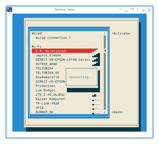 Network Manager: nmtui