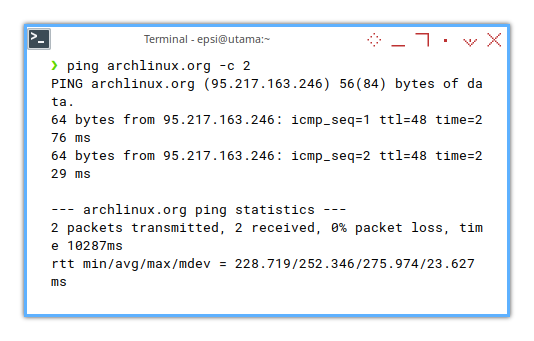 Network Manager: ping archlinux.org