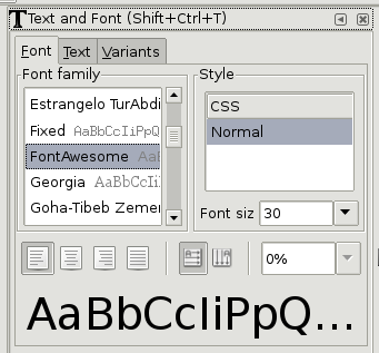 Truetype Font: Inkscape