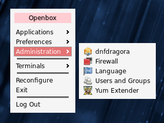 openbox Menu: Fedora default