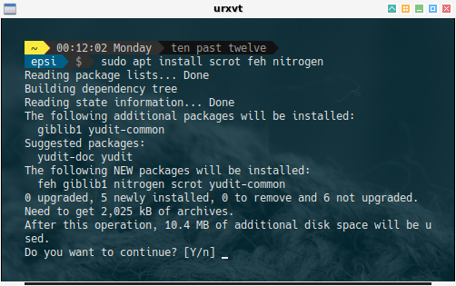 Debian: apt install scrot feh nitrogen