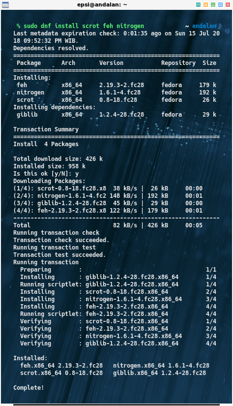 Fedora: dnf install scrot feh nitrogen