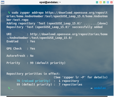 openSUSE oblogout: zypper addrepo