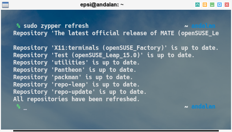 openSUSE oblogout: zypper refresh