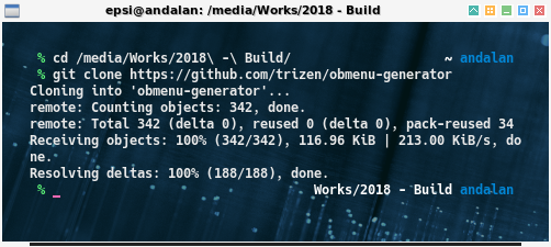 fedora28 obmenu-generator: git clone