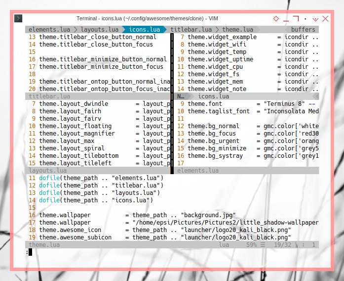 Awesome WM: ViM Panes: Theme Modules