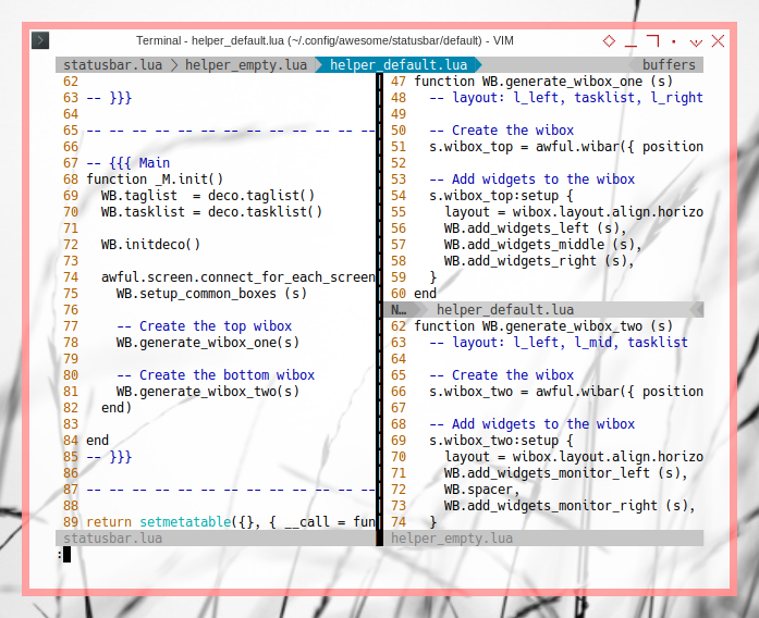 Awesome WM: ViM Panes: Statusbars: Default Modules