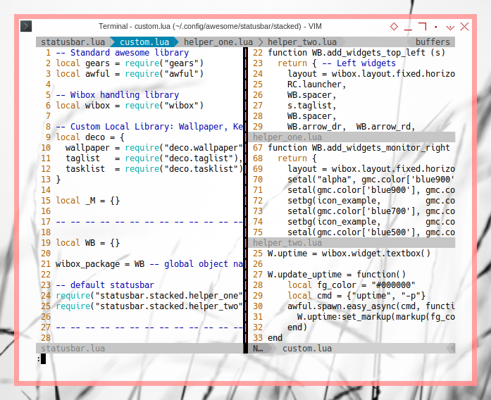 Awesome WM: ViM Panes: Statusbars: Stacked Modules