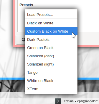 XFCE4 Terminal - Colorscheme - Presets