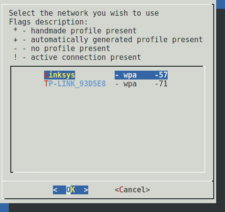 Arch Install Wifi Menu