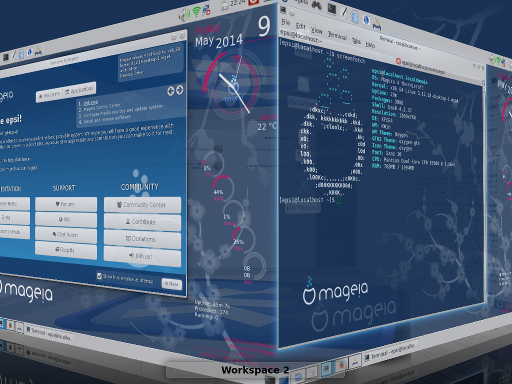 Mageia XFCE4 Kwin Cube Effect