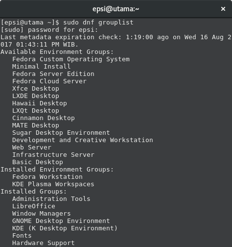 Fedora DNF Group List