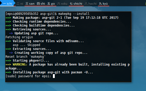 Docker makepkg: install