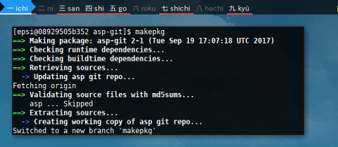 Docker makepkg: asp-git