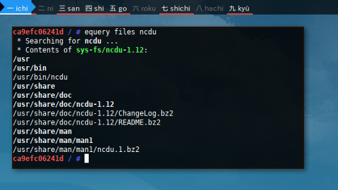 Docker Gentoo: equery files