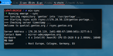 Docker Eix: Sync
