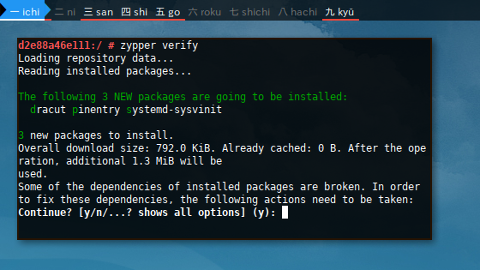 Docker Zypper: Verify Dependency