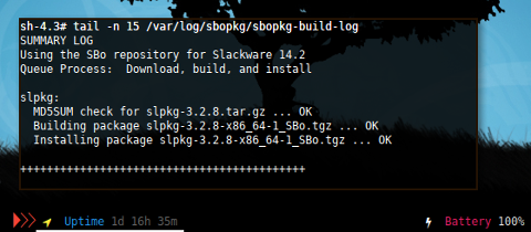 Docker Slackware: sbopkg build log