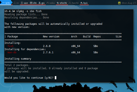 Docker slpkg: Install sbo fish