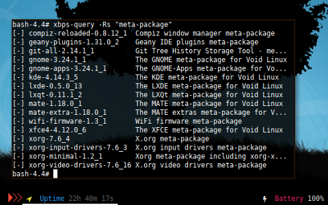 Docker XBPS: Metapackages