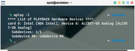 audio: aplay list devices