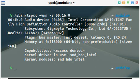 audio: lspci verbose