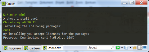 Windows cmder: choco install curl