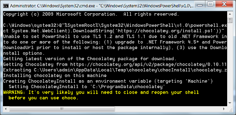 Windows cmd: Chocolatey Setup